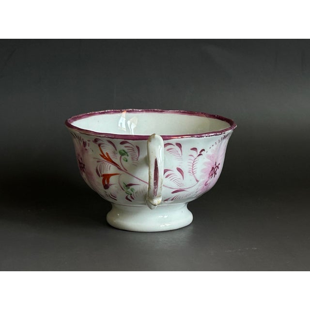 Pink Antique English Pink Lusterware Teacup and Saucer Set Early 19th C For Sale - Image 8 of 10