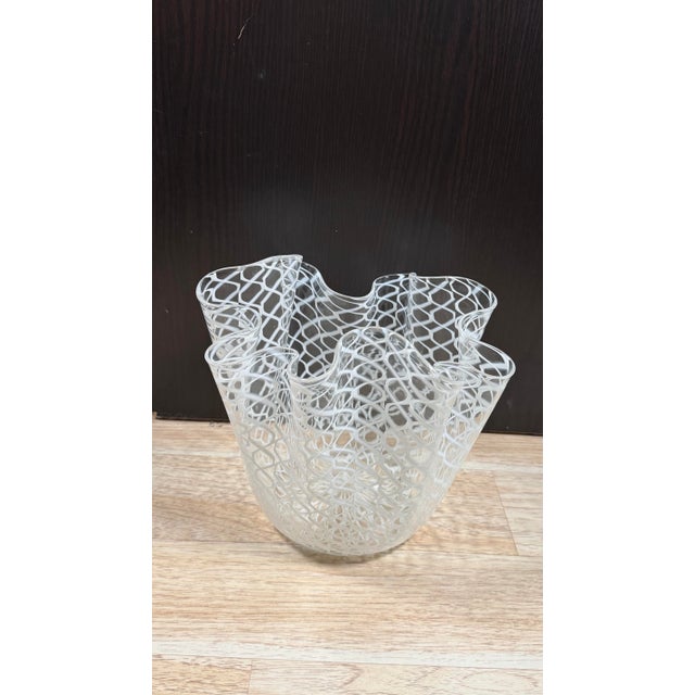 Fulvio Bianconi/Paolo Venini for Murano Large Fazzoletto Art Glass Vase For Sale - Image 10 of 11