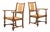 French Oak and Rush Armchairs in the style of Charles Dudouyt, France, 1940, Set of 2 For Sale
