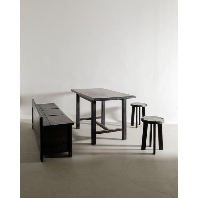 Mid-Century Modern French Wooden Cabin Dining Set in Dark Stained Oak, 1950s, Set of 4 For Sale - Image 13 of 13