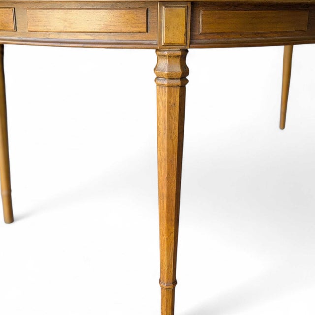 1960s Drexel Esperanto Walnut Oval Extension Dining Table With Two Leaves For Sale In Los Angeles - Image 6 of 18