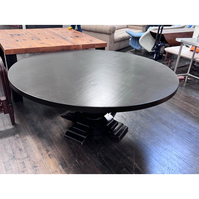Rustic Crate & Barrel Pedestal Table For Sale - Image 3 of 12