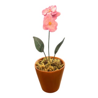 French Porcelain Pink Potted Flower For Sale