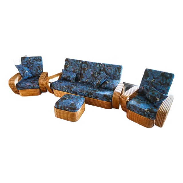 Six Strand Pretzel Full Set - 3-Seat Sofa, Two Chairs, Ottoman For Sale