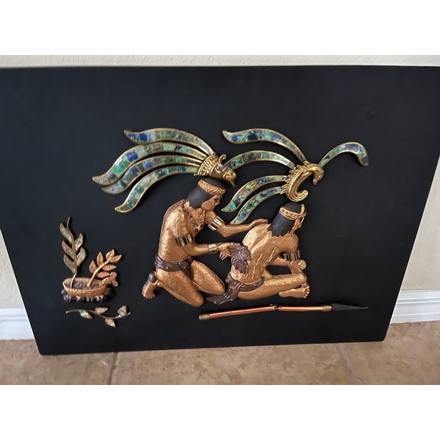 Gemstone Late 20th Century Malachite Mayan Wall Panel For Sale - Image 7 of 11