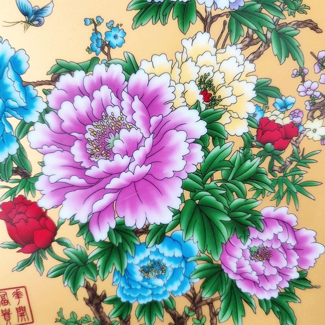 Chinese Ceramic Plate,Famille Rose Porcelain Plate Hand Painted Peony Flowers Pattern For Sale - Image 10 of 10