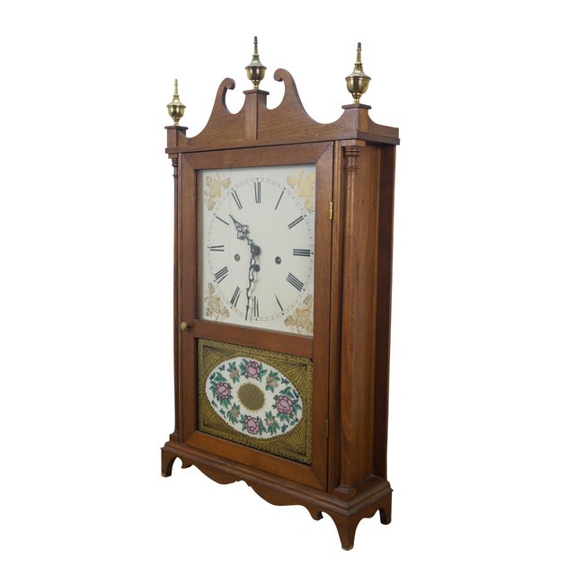 Traditional Mason & Sullivan West German Oak Pillar & Scroll Shelf Mantel Clock 31" For Sale - Image 3 of 17