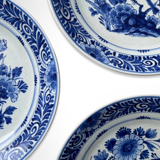 Royal Delft Blue & White Porcelain Wall Plates, Set of 3 Chairish