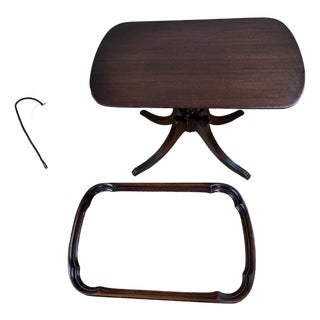 1940s Mahogany Side Table With Glass Tray Top For Sale