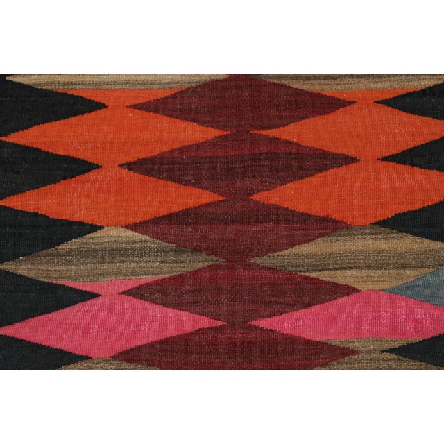 Tribal Vintage Persian Karadagh Tribal Kilim in Polychromatic Diamonds by Rug & Kilim-4'6''x5' For Sale - Image 3 of 4