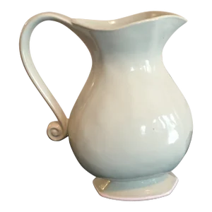 Large Vintage Juliska Octavia Pitcher in Cucumber With White Trim Finish
