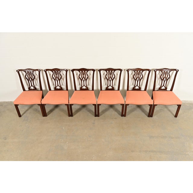 Baker Furniture Company Baker Furniture Georgian Carved Mahogany Dining Chairs, Set of Six For Sale - Image 4 of 12