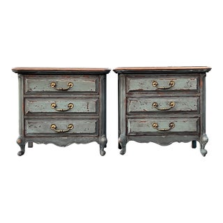 Permacraft Louis Xv Style French Provincial Three Drawer Nightstands For Sale
