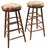 Pair Mid 20th Century Turned Walnut and Upholstered Barstools For Sale - Image 4 of 8