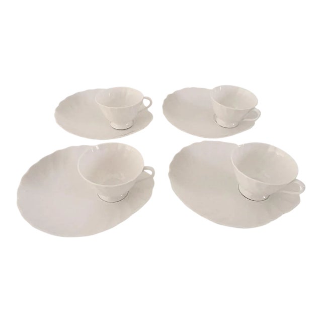 White Bone China Cups & Saucers - Set of 8 For Sale