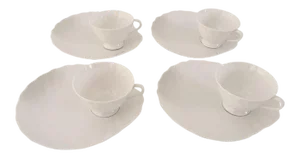 White Bone China Cups & Saucers - Set of 8