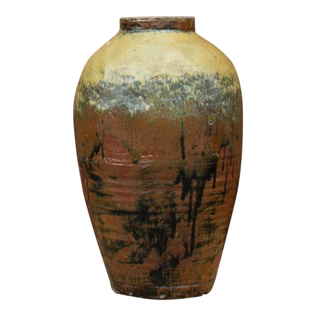19th Century Antique Chinese Celadon Wine Earthenware Jar For Sale