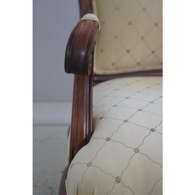 Wood Thomasville Curved Queen Anne Style Chair & Ottoman For Sale - Image 7 of 18