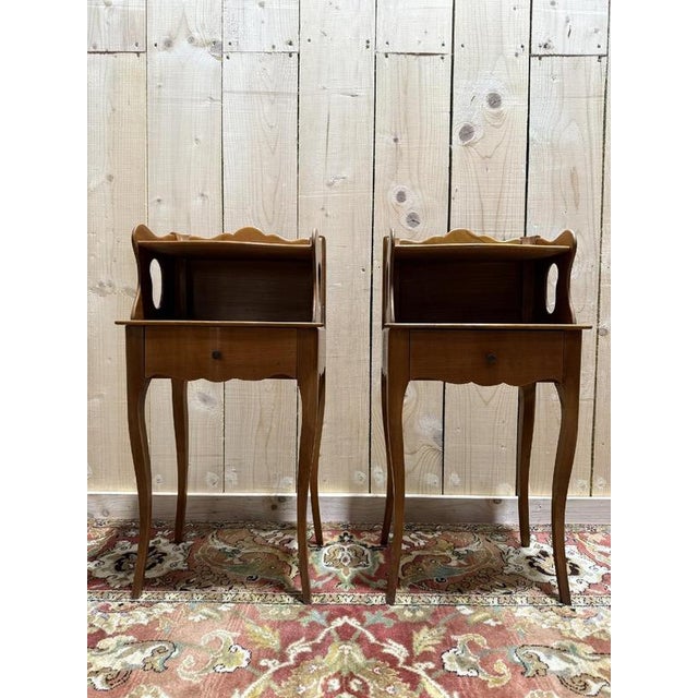 Louis XV Style Bedside Tables in Cherrywood, Set of 2 For Sale - Image 6 of 6