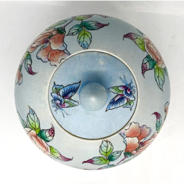 20th C. Chinese Sky Blue Melon Ginger Jar With Bird Motif – Chinoiserie / Asian Decorative Arts For Sale - Image 10 of 13