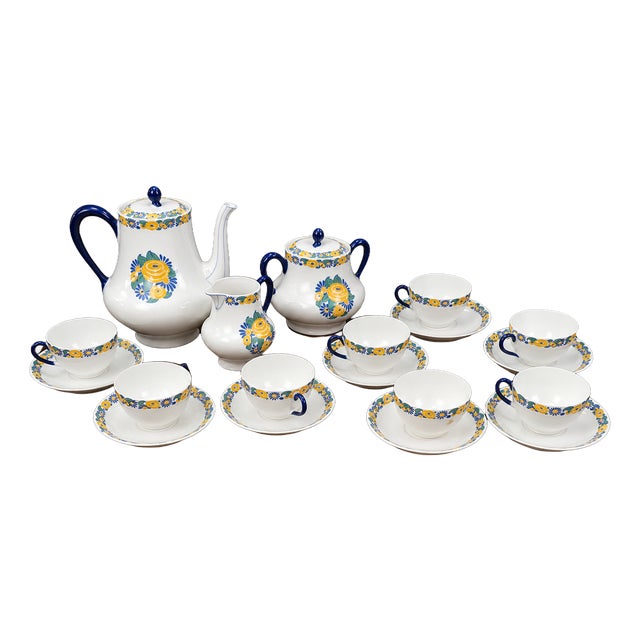 Vintage Porcelain Coffee Service by B&C, 1920s, Set of 15 For Sale