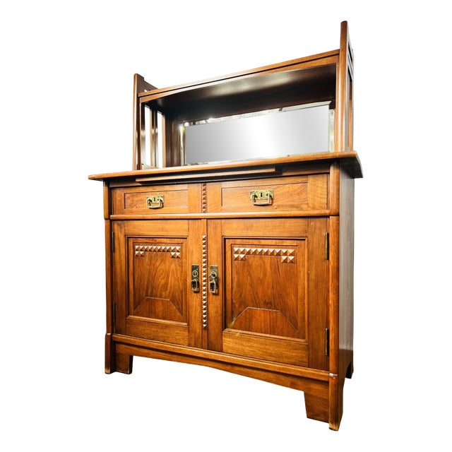 Antique German Art Nouveau Credenza with Mirror from Nic. Eckel Kaiserslautern, Germany, 1890s For Sale