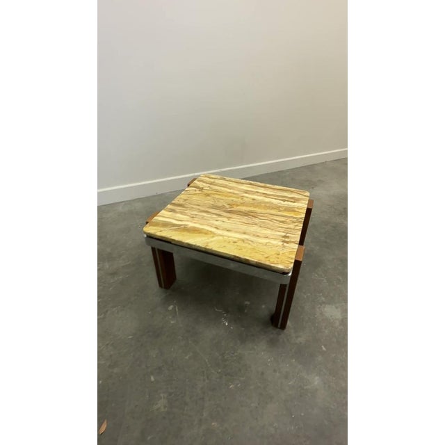 Italian Coffee Table in Breccia Sarda Marble & Steel Legs Caramel Tones, 1970s For Sale - Image 10 of 11