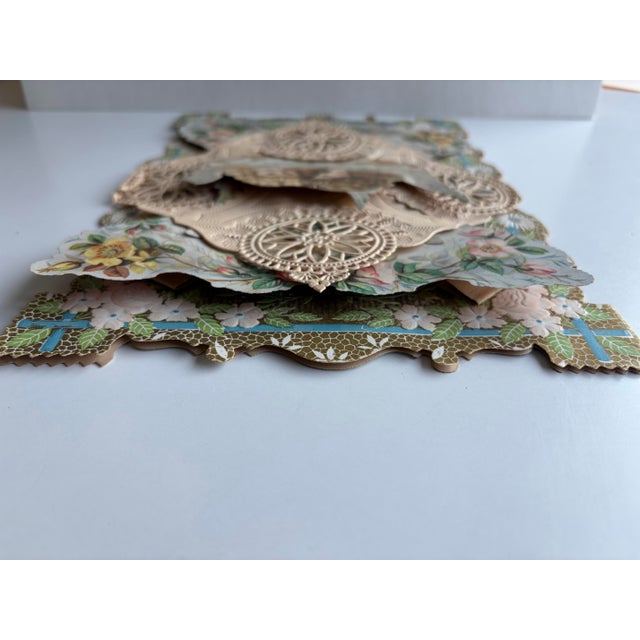 Victorian Antique Victorian 3d Die-Cut Paper Lace Valentine With Raised Cherubs, C. 1890–1905 For Sale - Image 3 of 8