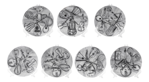 Vintage Plates from the Series Musical Instruments by Piero Fornasetti, Set of 7