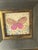 Two small abstract framed original art paintings acrylic on paper of Pink Lady Butterfly .