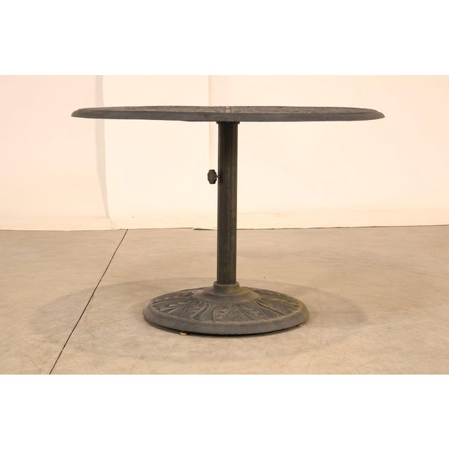 Hanamint Outdoor Round Cast Aluminum Dining Table and Chair Set For Sale - Image 16 of 18