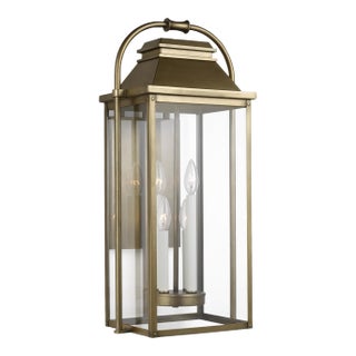 Sean Lavin by Visual Comfort Studio Wellsworth Large Lantern, Painted Distressed Brass For Sale