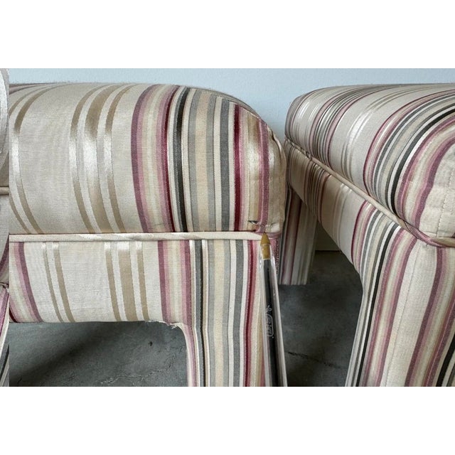 Pair of Mid-Century Modern Parsons Stools in the Style of Milo Baughman For Sale - Image 11 of 12