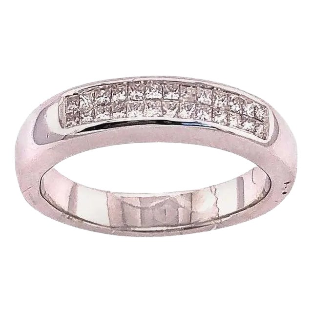 14 Karat White Gold Fashion Ring With Diamonds For Sale