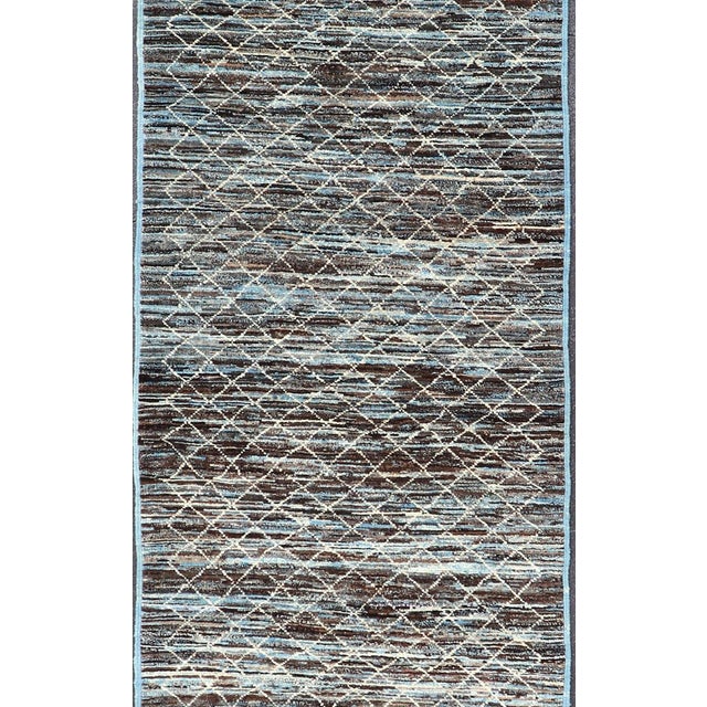 Modern Modern Afghanistan Runner in Natural Tones With Subdued Design 3 X 12'8 For Sale - Image 3 of 11
