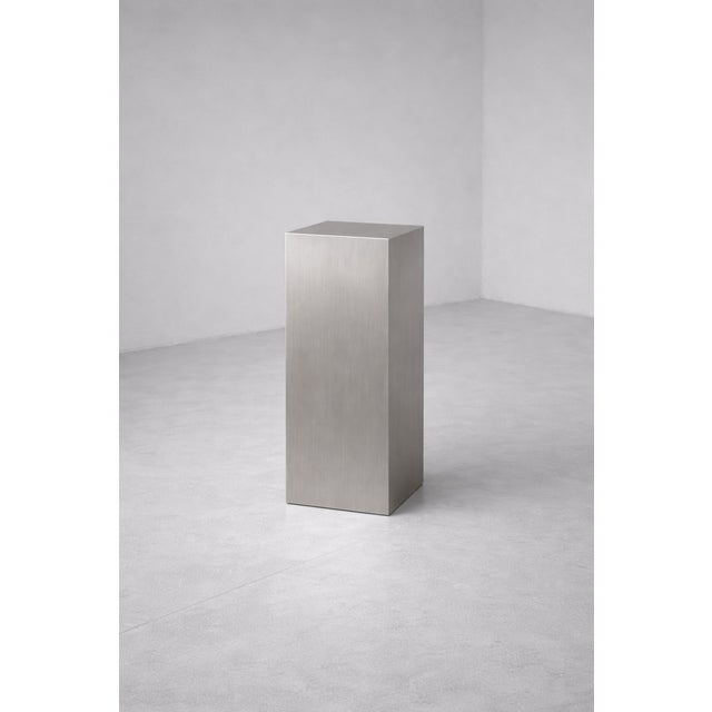 Contemporary Monolith Sculptural Side Table in Stainless Steel by Veliento For Sale - Image 3 of 6
