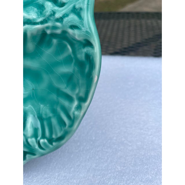 1940s French Gien Turquoise Majolica Oyster Plate For Sale - Image 12 of 13