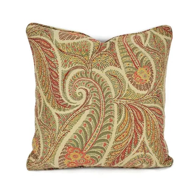 Green Clarence House Maharani in Cafe Au Lait With Self-Welt Pillow Cover For Sale - Image 8 of 8