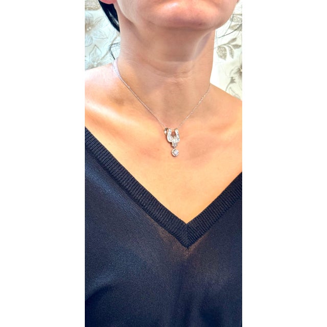 Vintage 2.55 Ct Diamond Solitaire Diamond 0.90 Ct Pendant in 14 K White Gold For Sale - Image 9 of 18