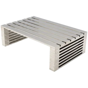 Large Chrome Rectangle Shape Slated Top Coffee Table