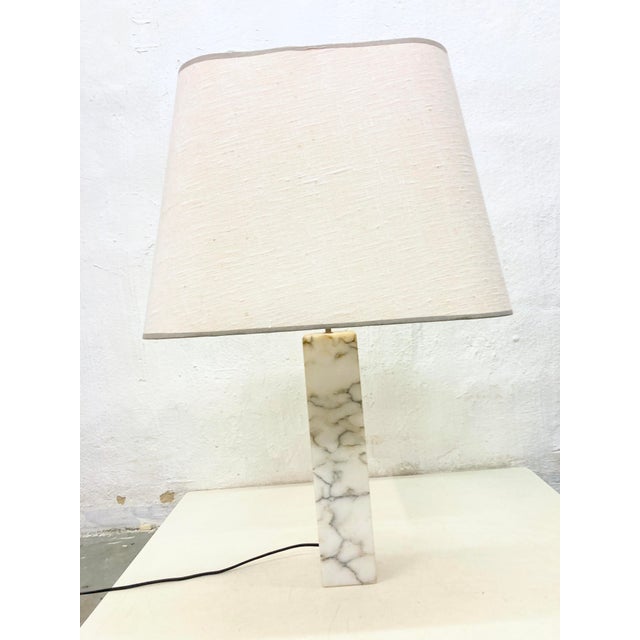 One large table lamp from the 1960s/70s, single-bulb, E27 socket, by Bergboms, Sweden. Marble base, fabric shade (not...
