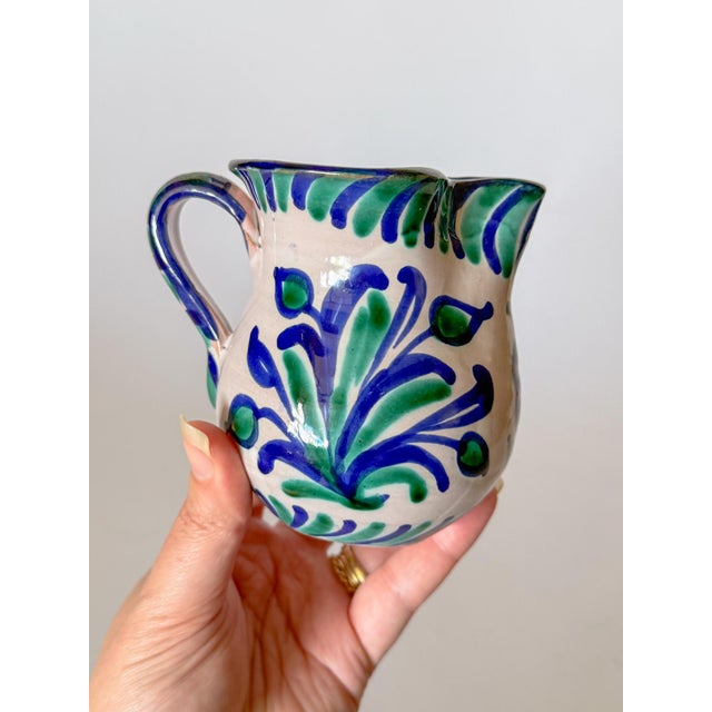 Blue Spanish Fajalauza Majolica Hand Painted Large Creamer Pitcher For Sale - Image 8 of 17