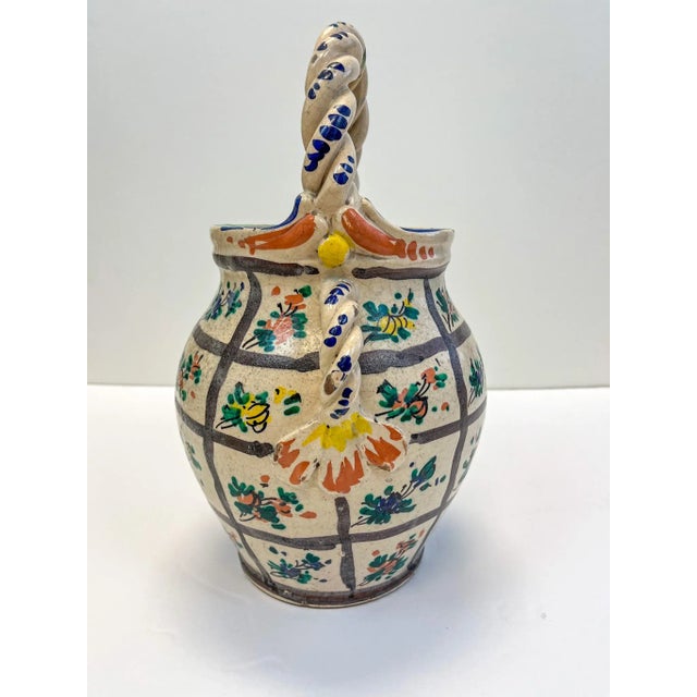 Italian Clay Worked Floral Water Jug For Sale - Image 4 of 6