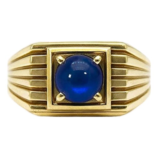 Sapphire Solitaire Ring for Men Silver, Gold, Size 10 For Sale