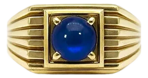 Sapphire Solitaire Ring for Men Silver, Gold, Size 10