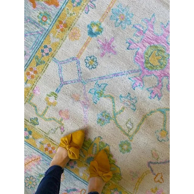 Not Yet Made - Made To Order Modern Handknotted Oushak Rug in Vibrant Pink, Blue, Yellow & Green, 4' x 6' For Sale - Image 5 of 6