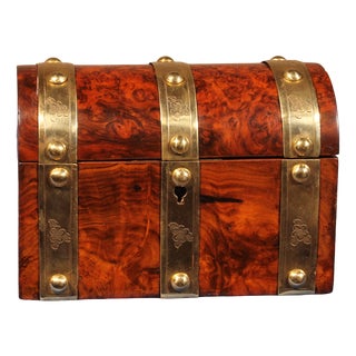 19th Century Burl Walnut Tea Box For Sale