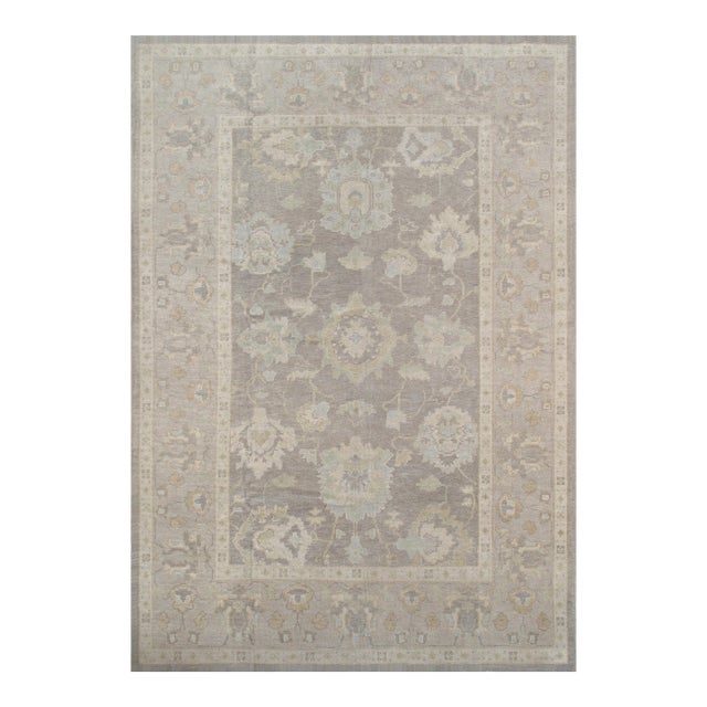 Pasargad Home Oushak Grey Wool Area Rug- 6' 9" X 9' 7" For Sale