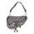 Blue Oblique Embroidered Medium Saddle Bag For Sale