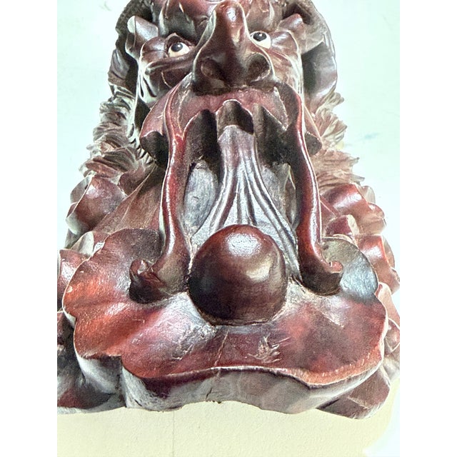 Vintage Indonesian Hand-Carved Horned Guardian Wall Mask With Inset Eyes For Sale - Image 12 of 12